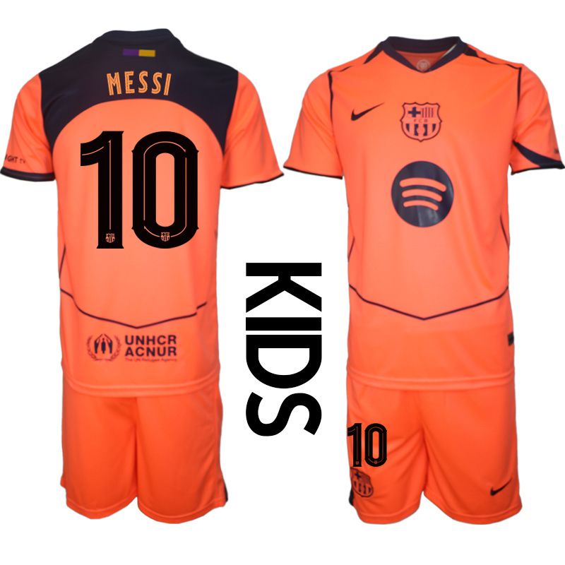 Youth 2025-2026 Club Barcelona away orange #10 Soccer Jersey1